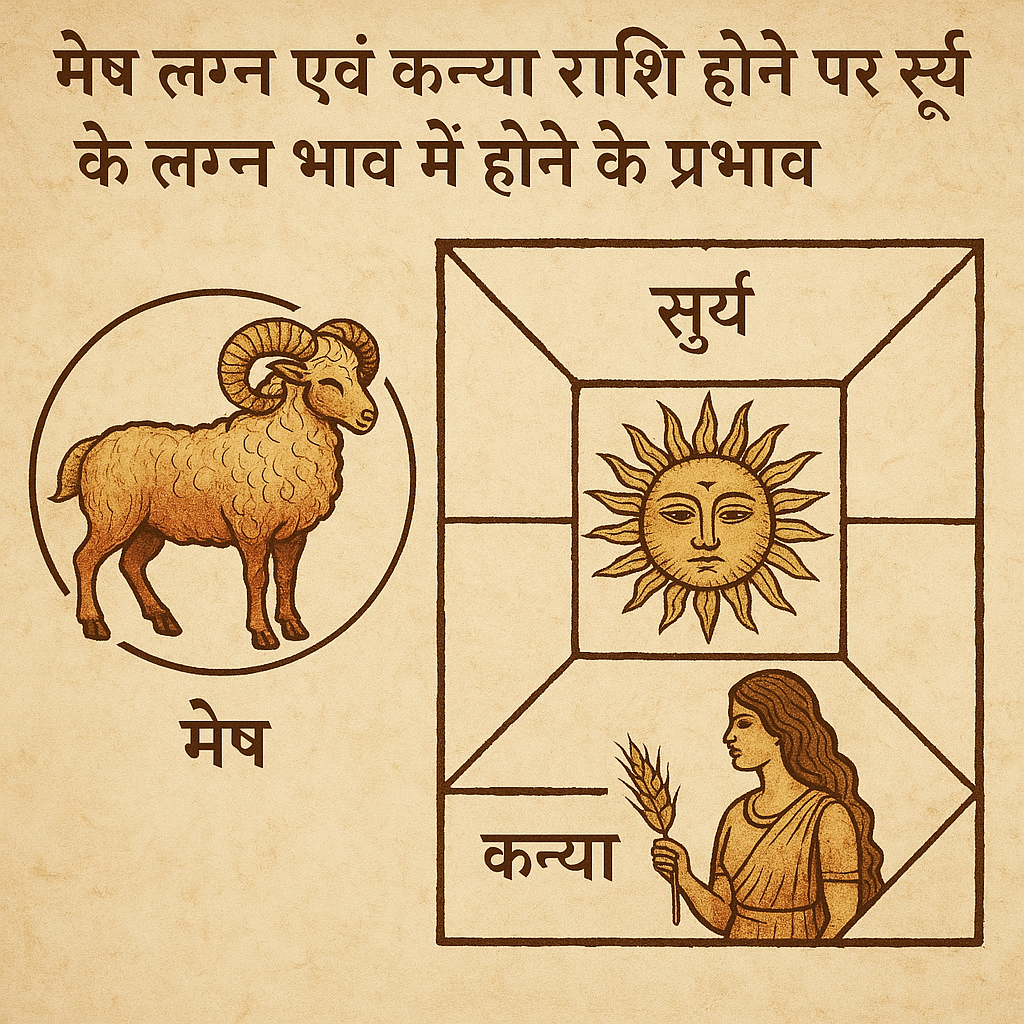 Effect of the Sun in the Ascendant (1st House) for Aries Ascendant and Virgo Moon Sign.