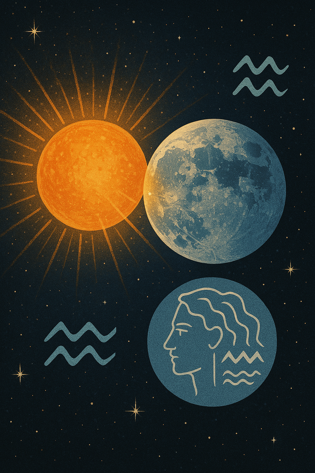 Effect of Sun’s Aspect on the Moon in Aquarius Ascendant and Aquarius Moon Sign